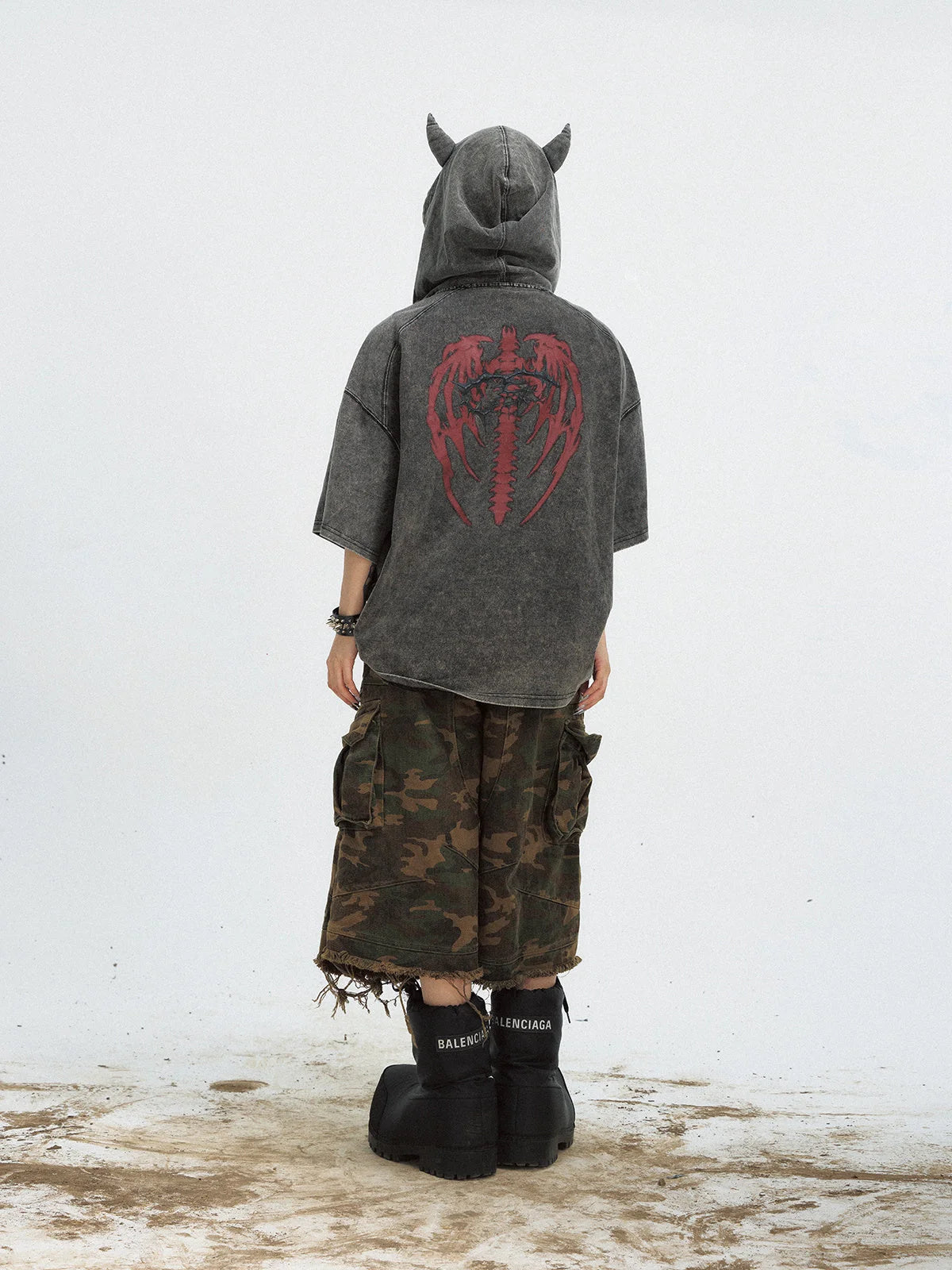 Gothic Darkwear Devil Horn Hoodie - Fūga-Studios