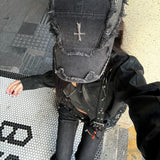 Gothic Distressed Cross Denim Cap - Fuga Studios