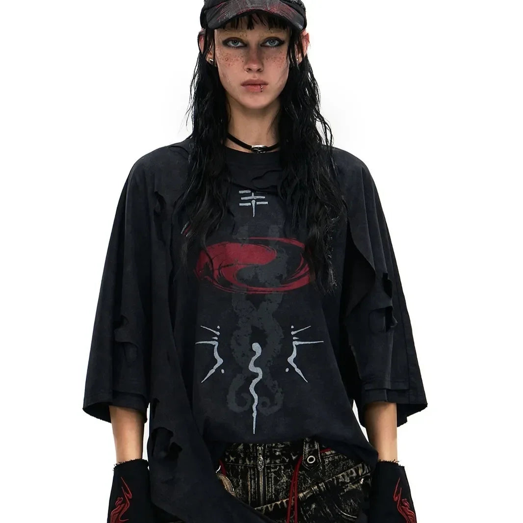 Gothic Distressed Layer Tee - Fuga Studios
