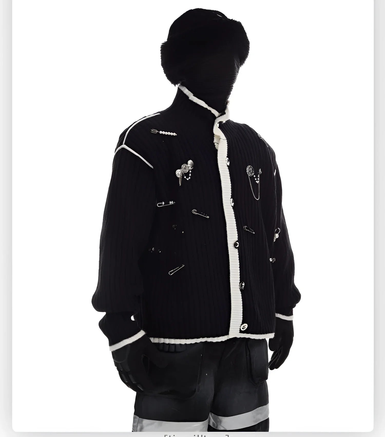 Gothic Safety-Pin Knit Cardigan - Fuga Studios
