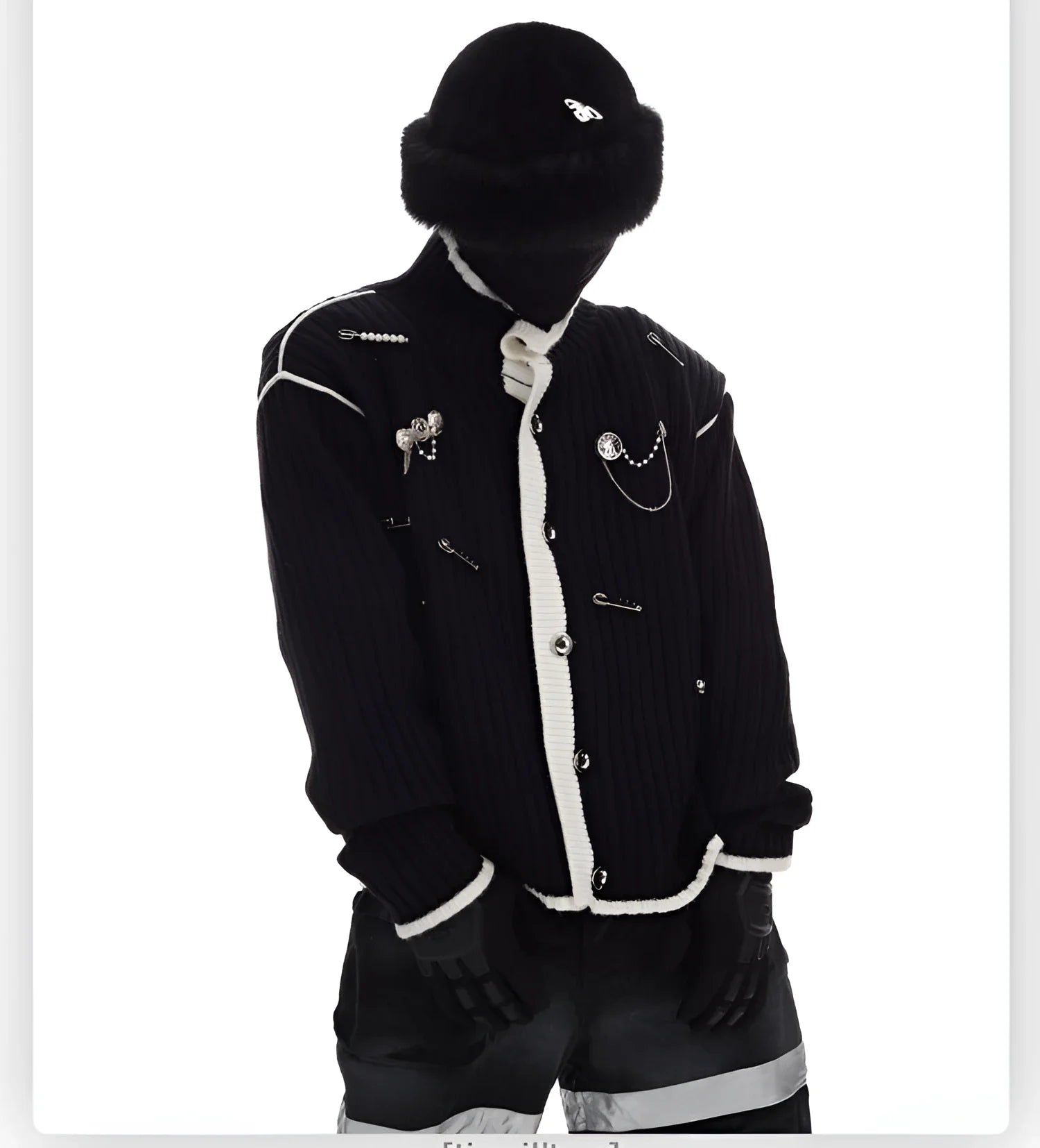 Gothic Safety-Pin Knit Cardigan - Fuga Studios