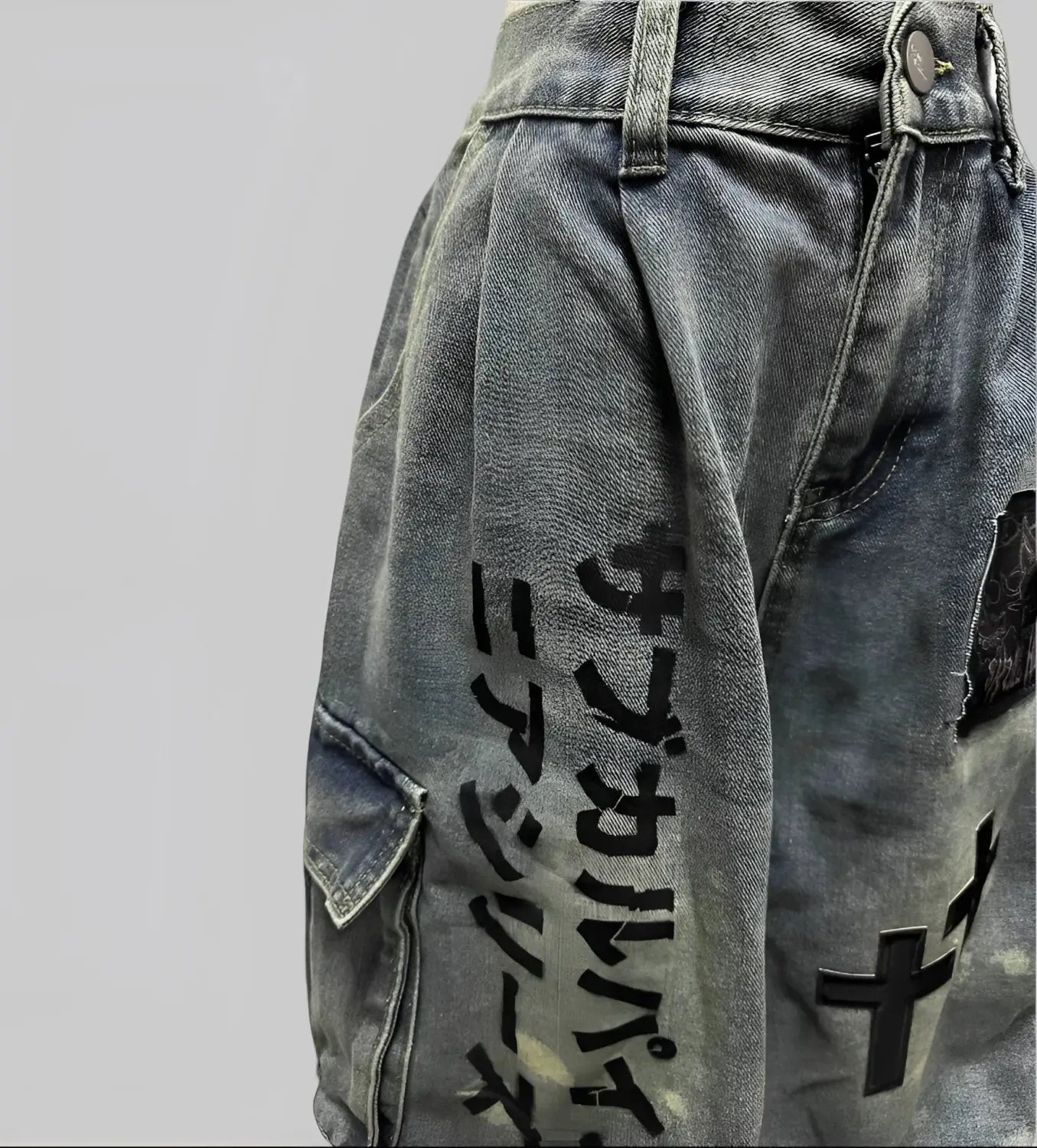 Gothic Y2K Kanji Chain Shorts