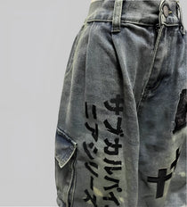 Gothic Y2K Kanji Chain Shorts - Fuga Studios