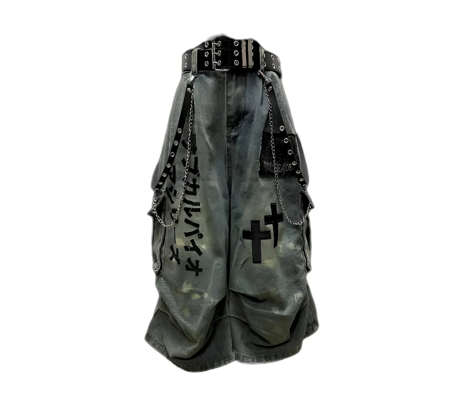 Gothic Y2K Kanji Chain Shorts - Fuga Studios