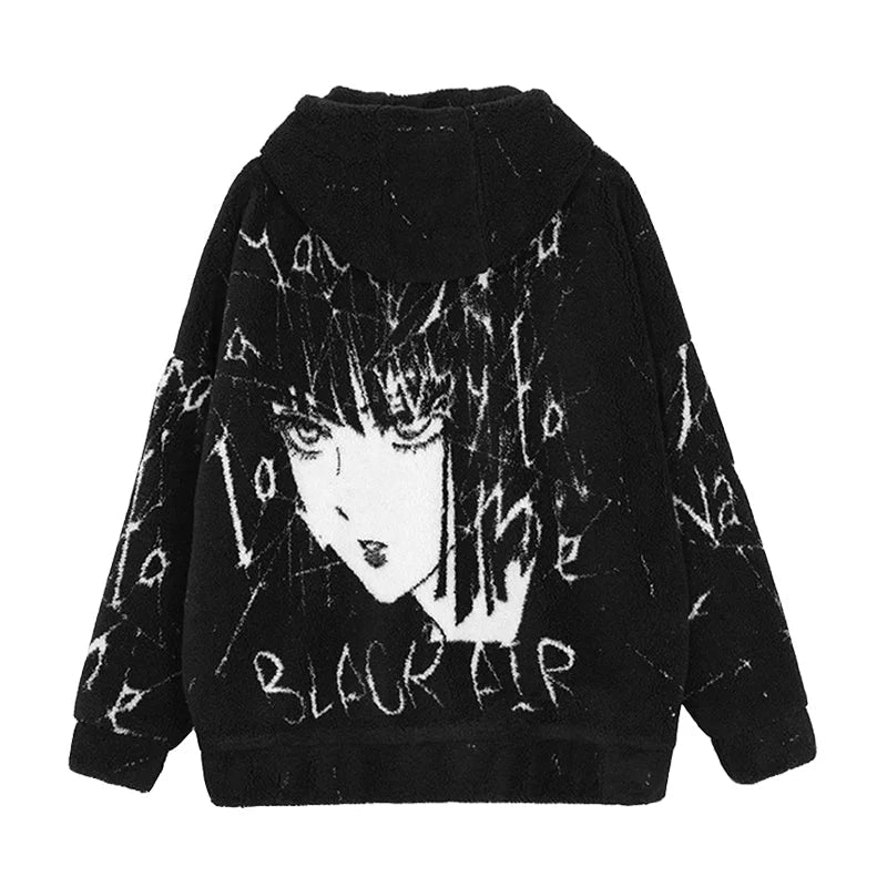 Harajuku Anime Lambswool Fleece Jacket - Fuga Studios