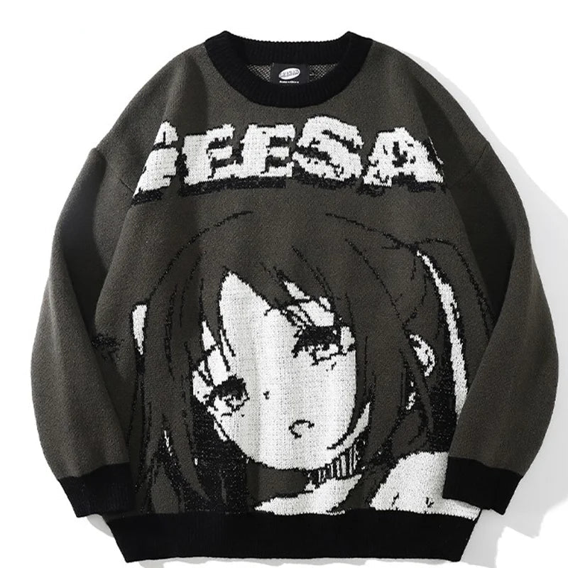 Harajuku Geesa Anime Girl Print Sweater - Fuga Studios