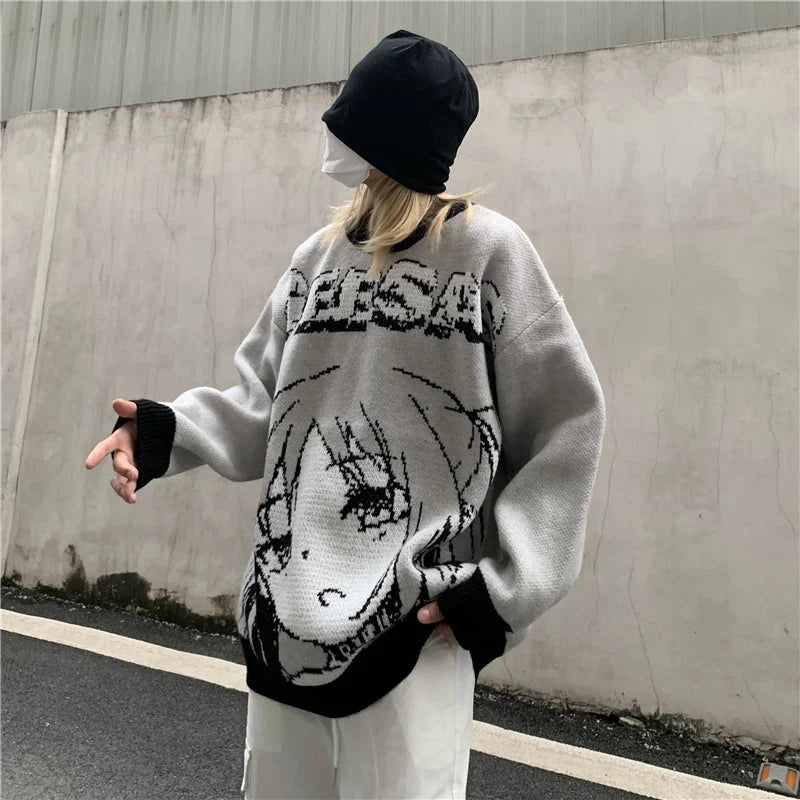 Harajuku Geesa Anime Girl Print Sweater - Ultra Techwear