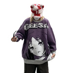 Harajuku Geesa Anime Girl Print Sweater - Fuga Studios