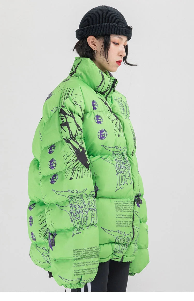 Harajuku Rock Lee & One Punch Man Anime Puffer Jacket - Fuga