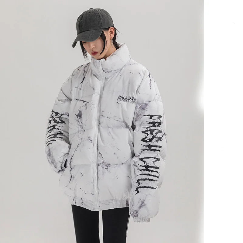 Harajuku Streetwear Confused Puffer Jacket - Fuga Studios
