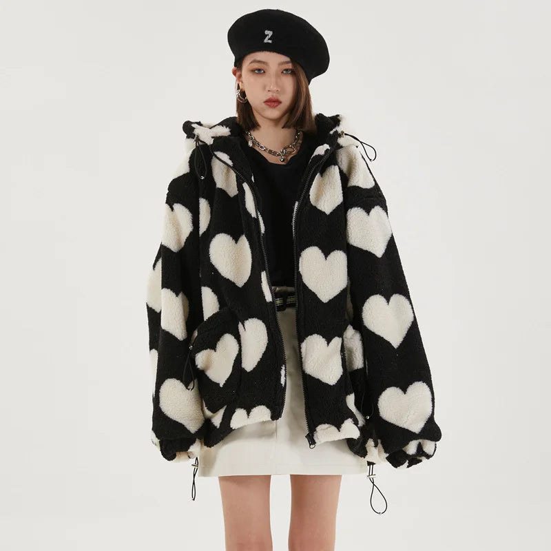 Harajuku Streetwear Heart Winter Jacket - Fuga Studios