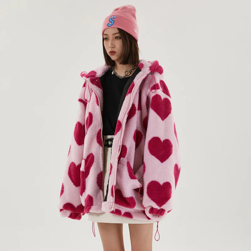 Harajuku Streetwear Heart Winter Jacket - Fuga Studios