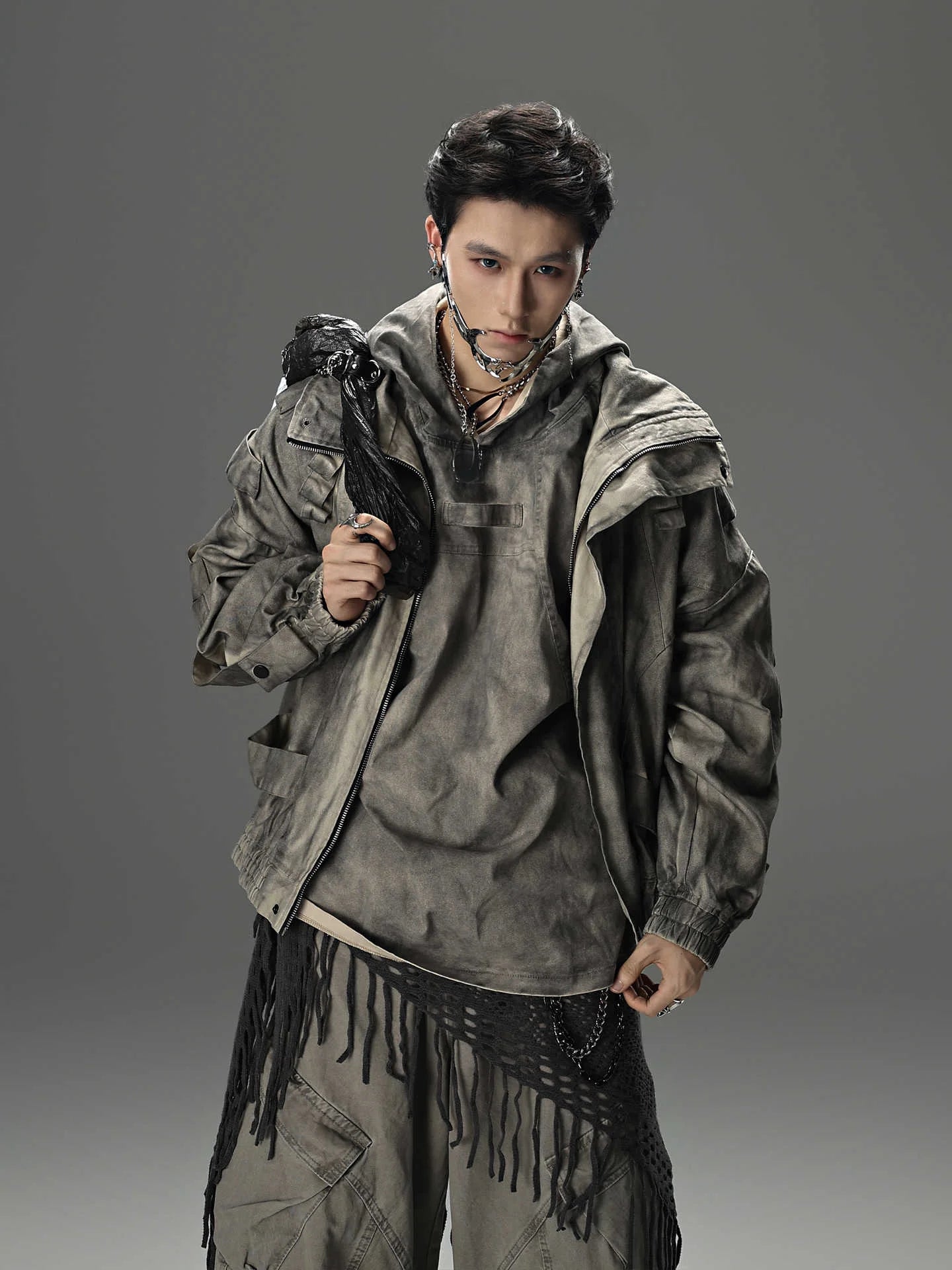 Opium Distressed-Style Denim Jacket For Men - Fuga Studios