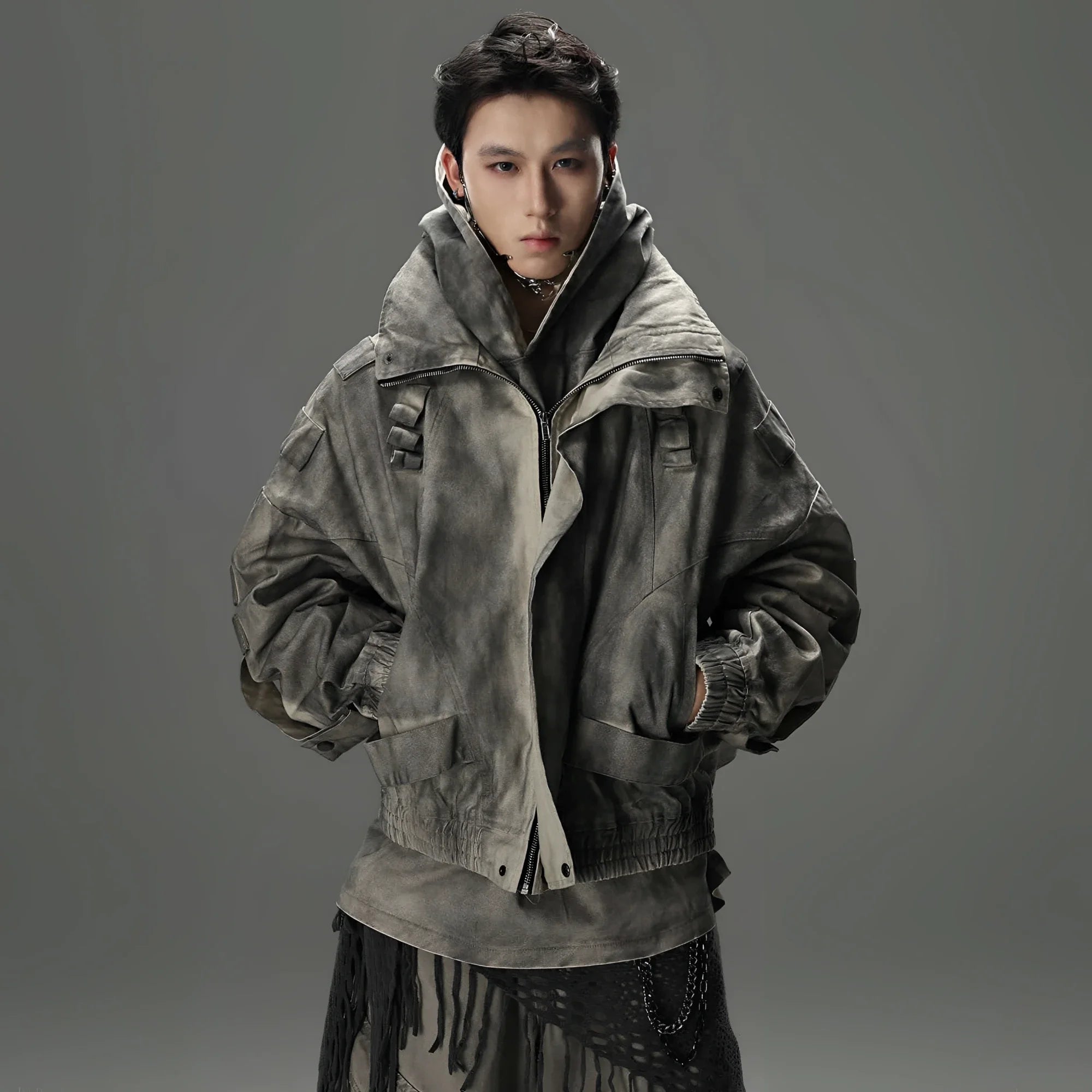 Opium Distressed-Style Denim Jacket For Men - Fuga Studios