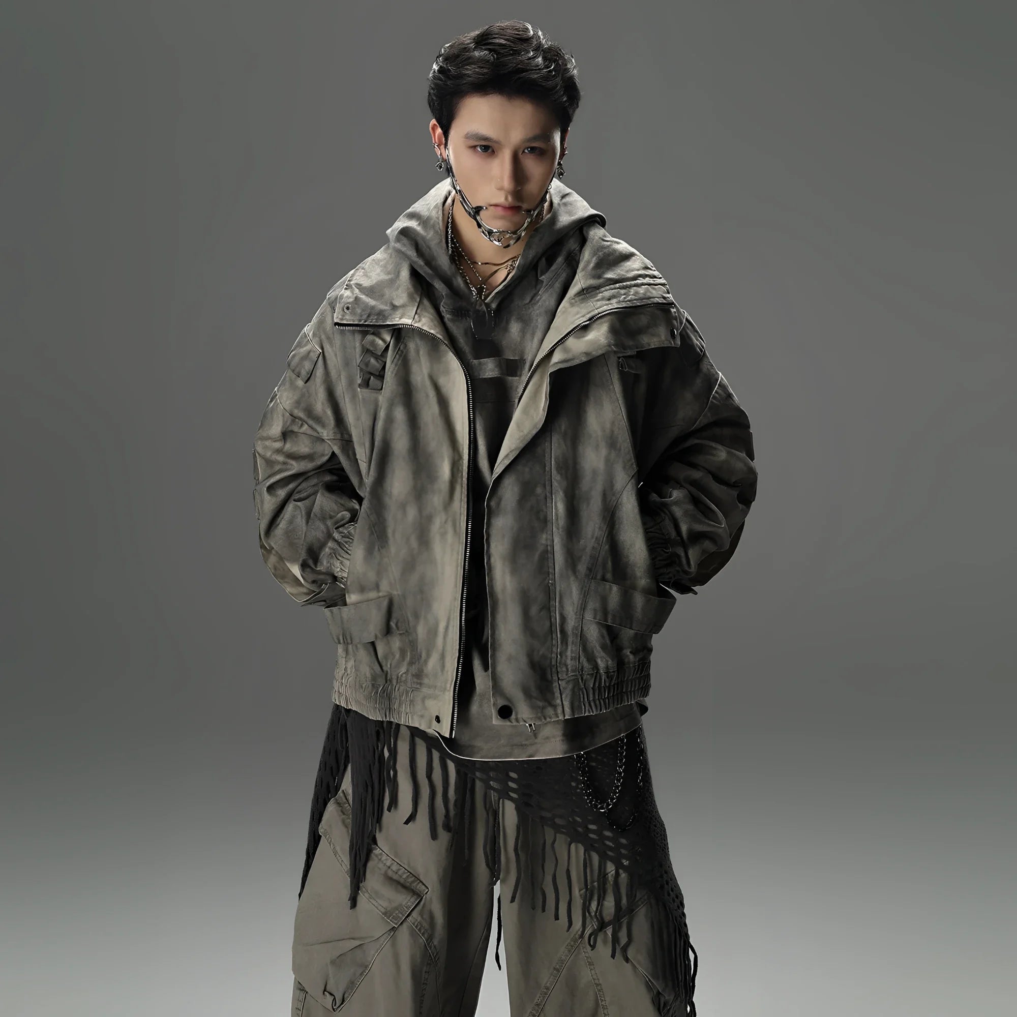 Opium Distressed-Style Denim Jacket For Men - Fuga Studios