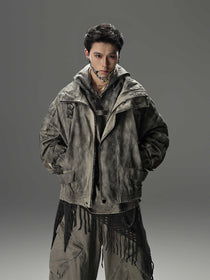 Opium Distressed-Style Denim Jacket For Men - Fuga Studios