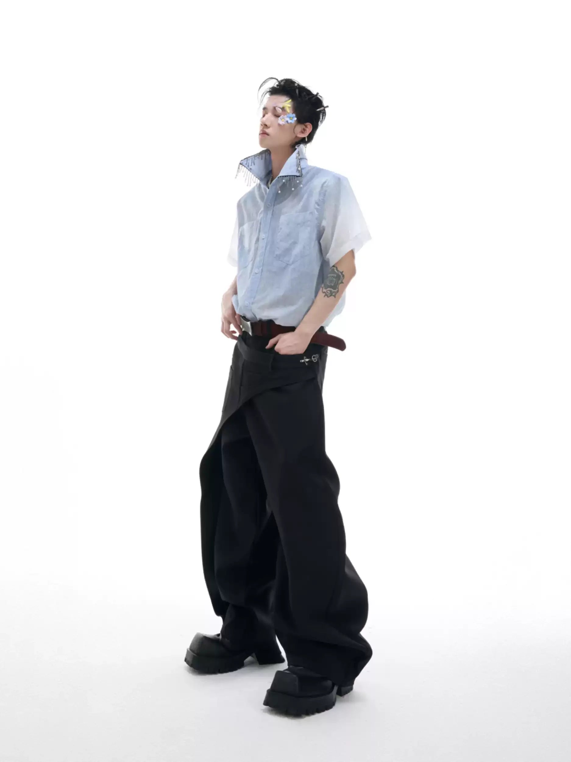 Opium Asymmetric Wide-Leg Hose - Fuga Studios