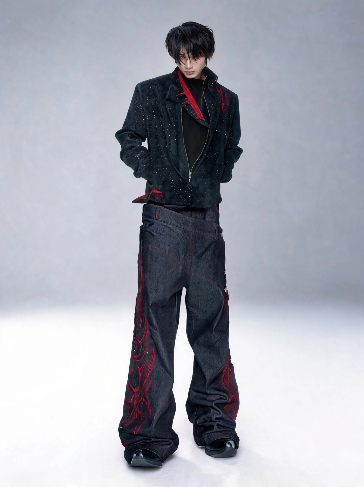 Opium Bloodstain Suede Jacket Schwarz - Fuga Studios