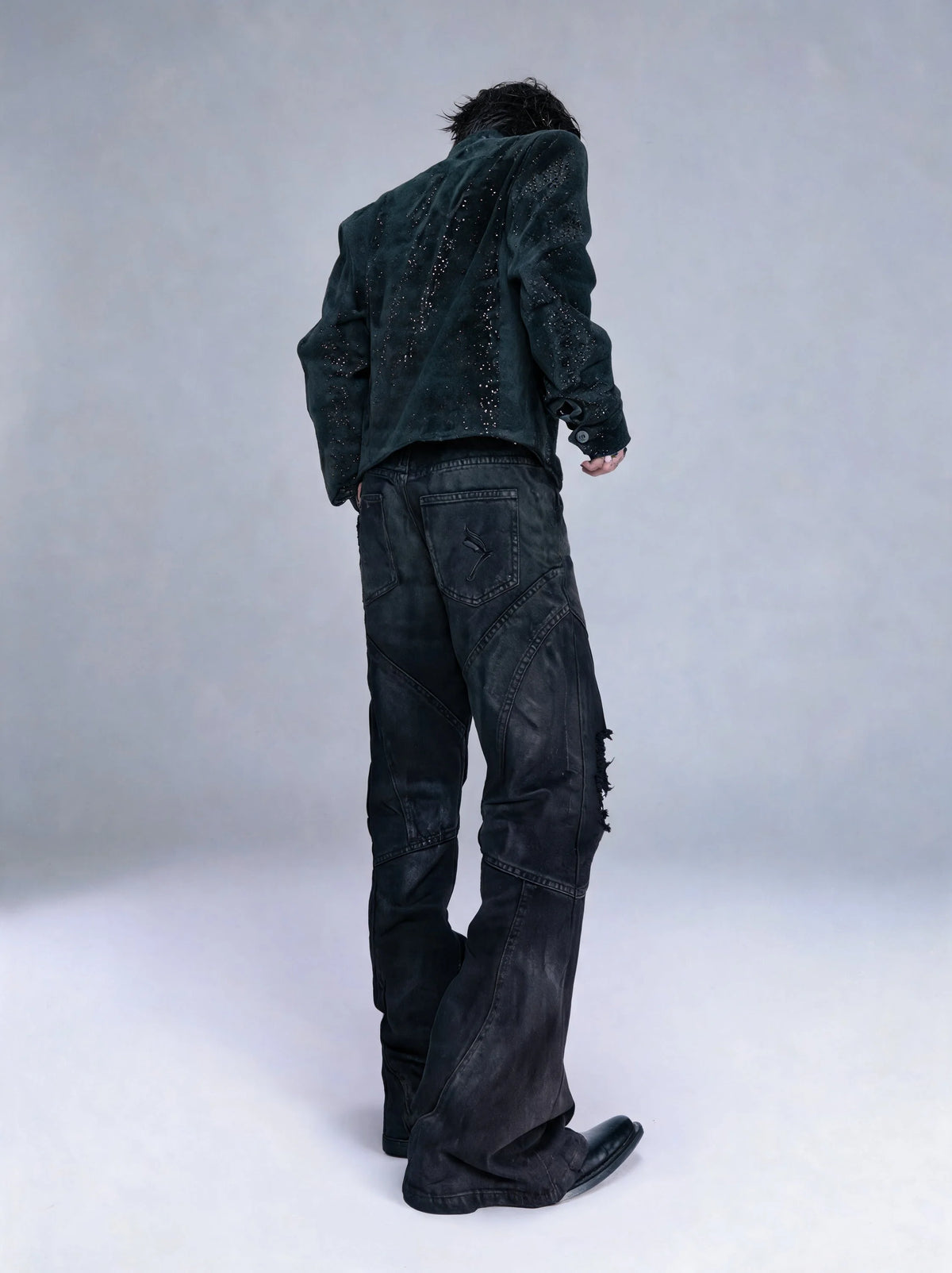 Opium Bloodstain Suede Jacket Schwarz - Fuga Studios