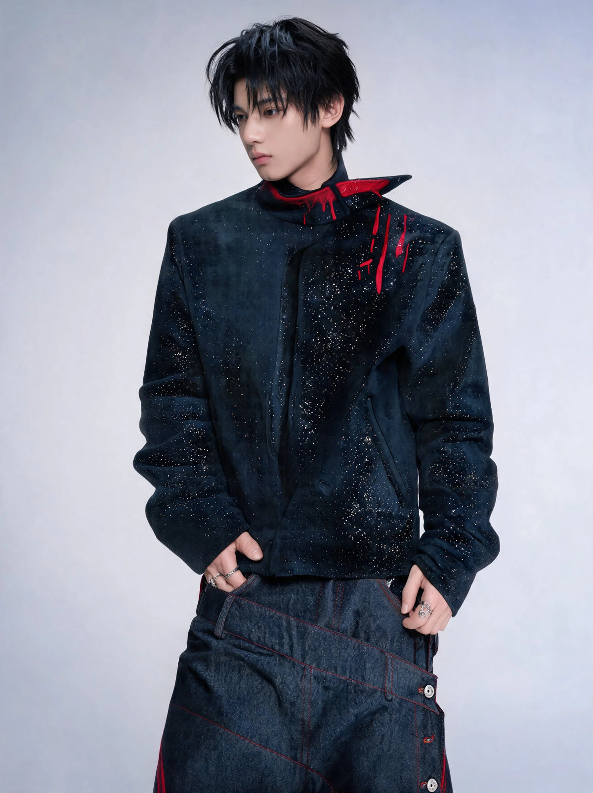Opium Bloodstain Suede Jacket Schwarz - Fuga Studios