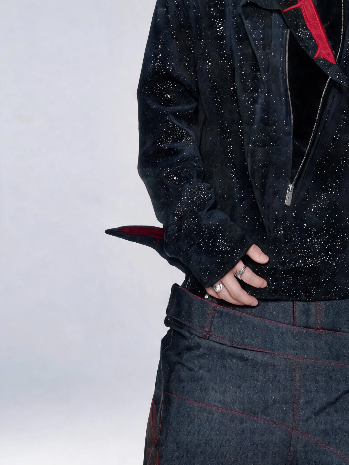 Opium Bloodstain Suede Jacket Schwarz - Fuga Studios
