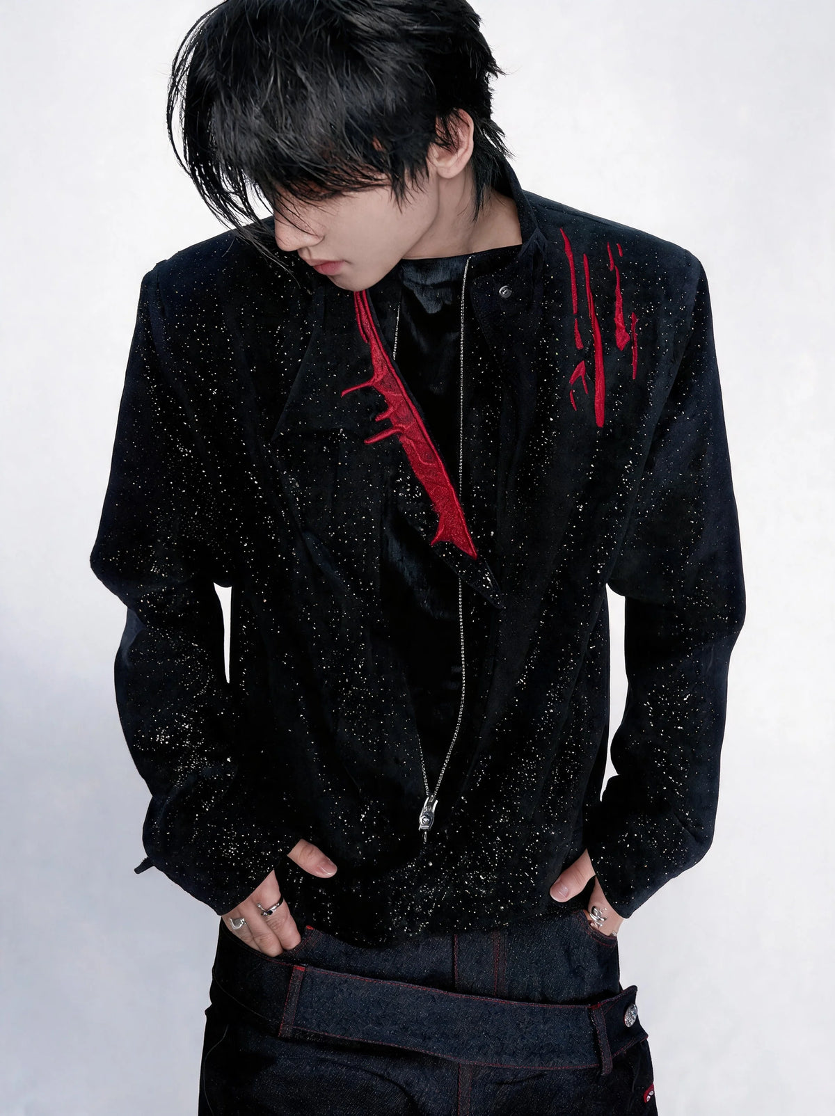 Opium Bloodstain Suede Jacket Schwarz - Fuga Studios