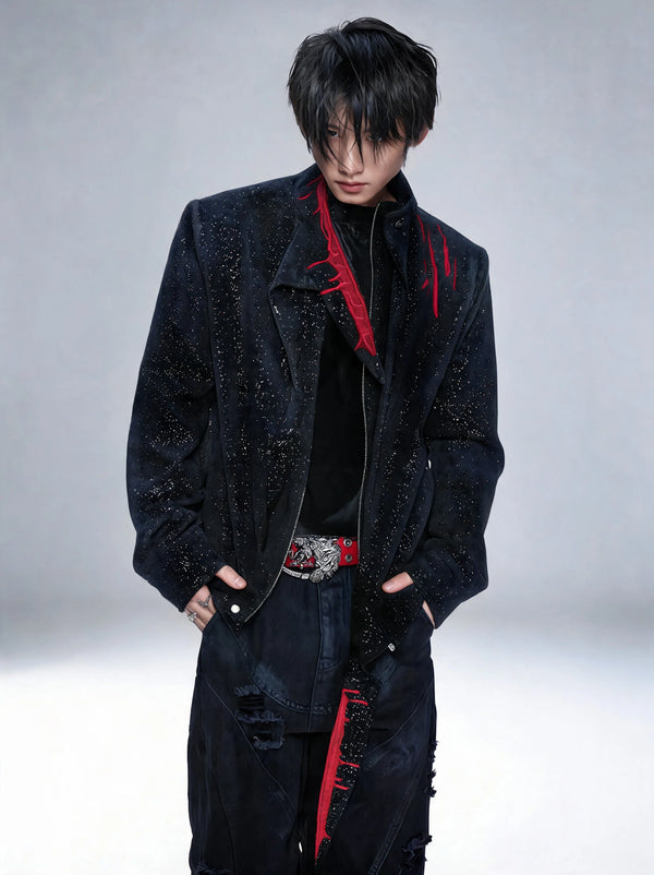 Opium Bloodstain Suede Jacket Schwarz - Fuga Studios