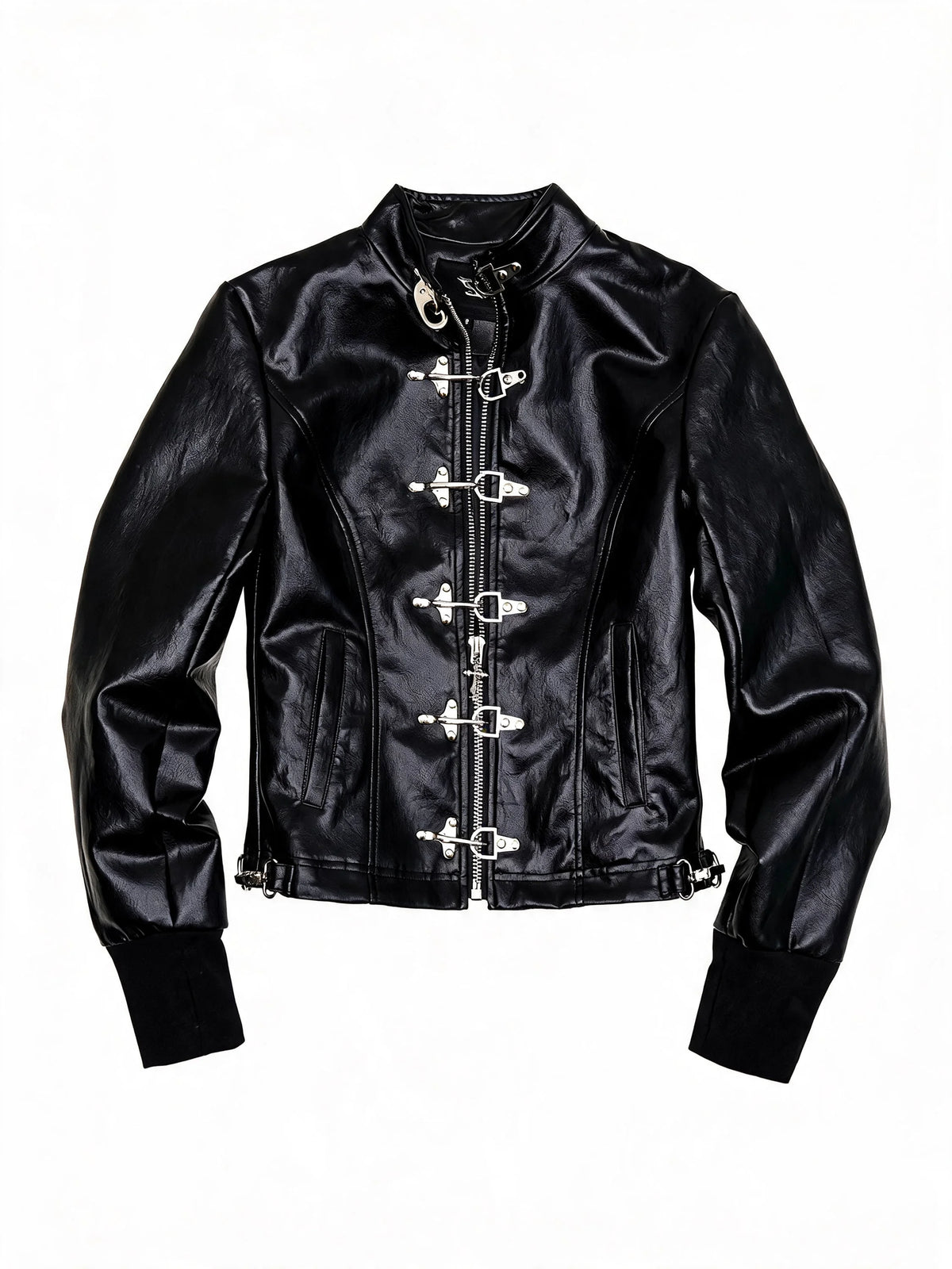 Opium Buckle Leather Jacket Schwarz - Fuga Studios