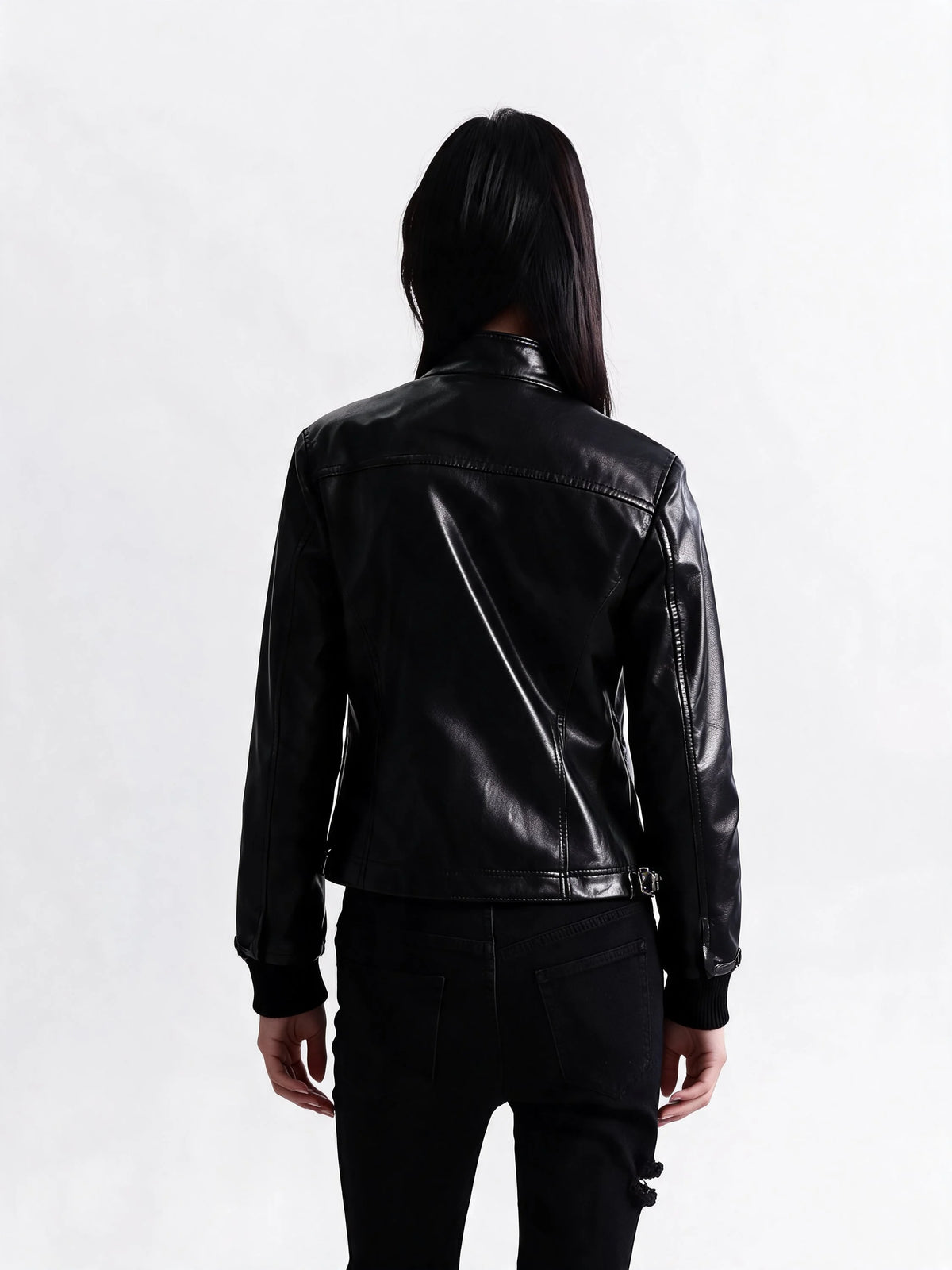 Opium Buckle Leather Jacket Schwarz - Fuga Studios