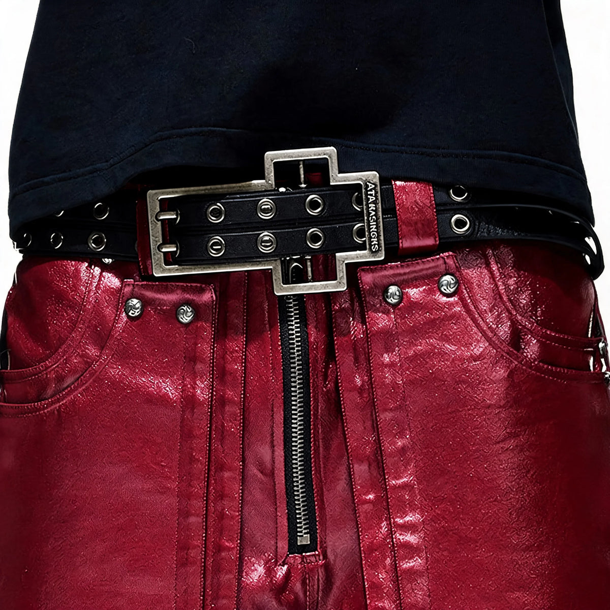 Opium Coated Rivet Jeans Rot - Fuga Studios