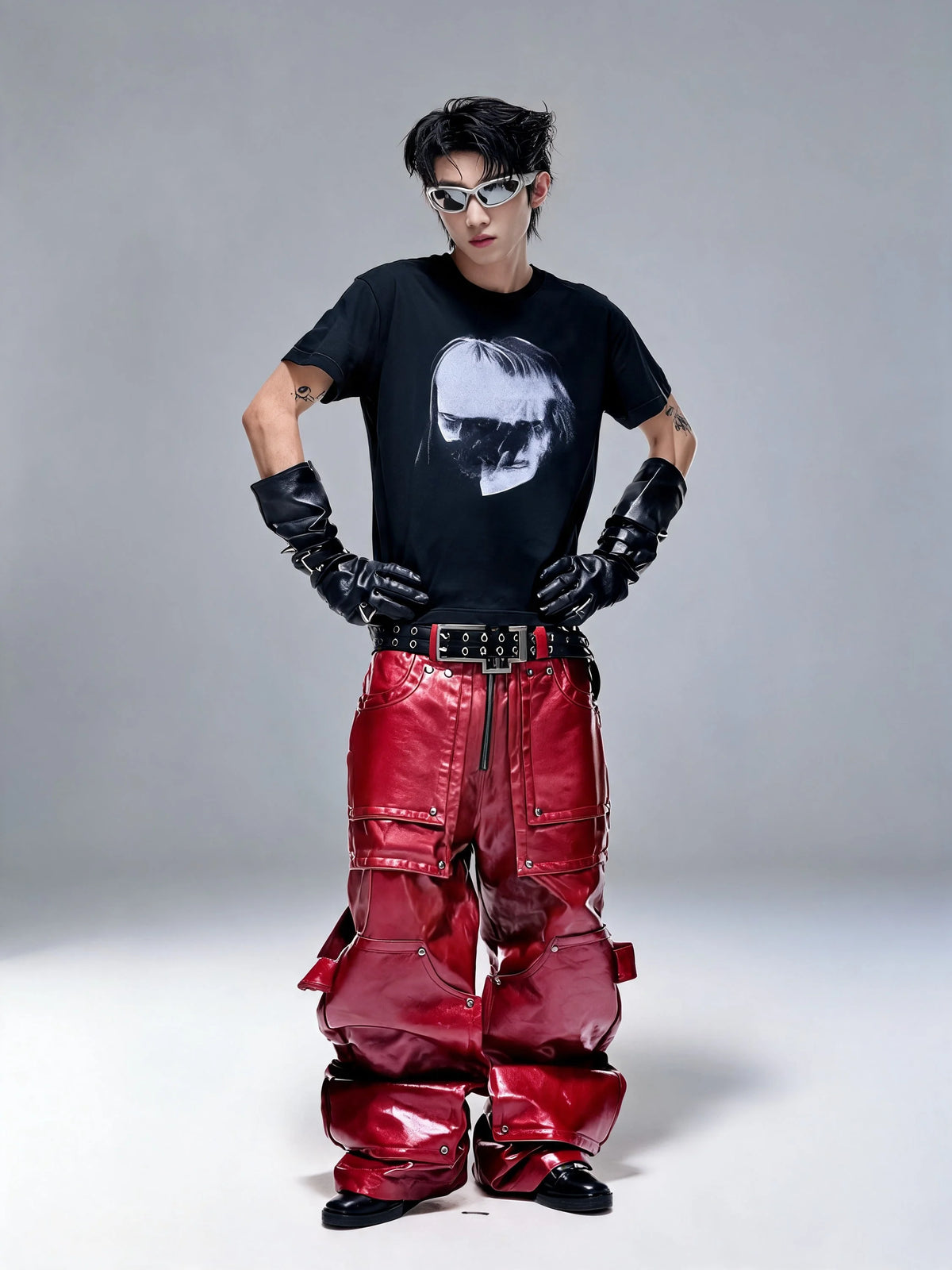 Opium Coated Rivet Jeans Rot - Fuga Studios