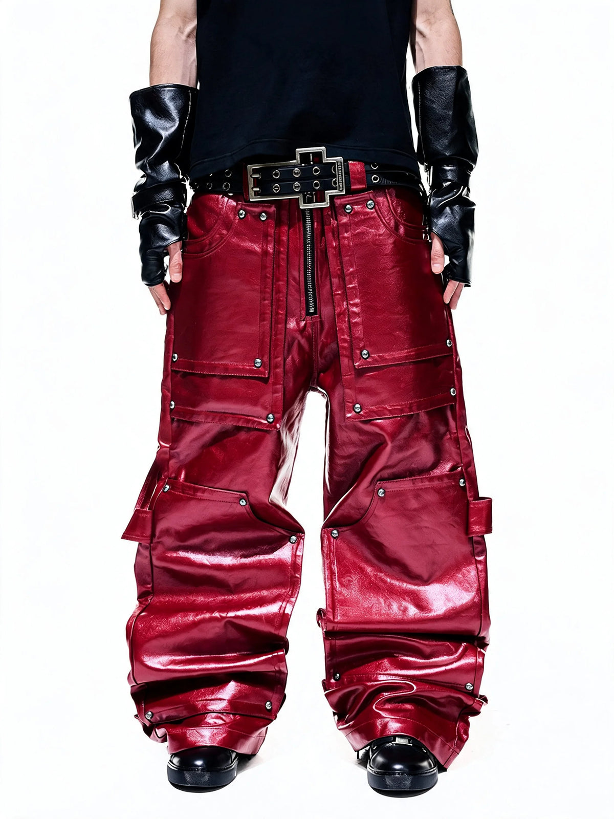 Opium Coated Rivet Jeans Rot - Fuga Studios