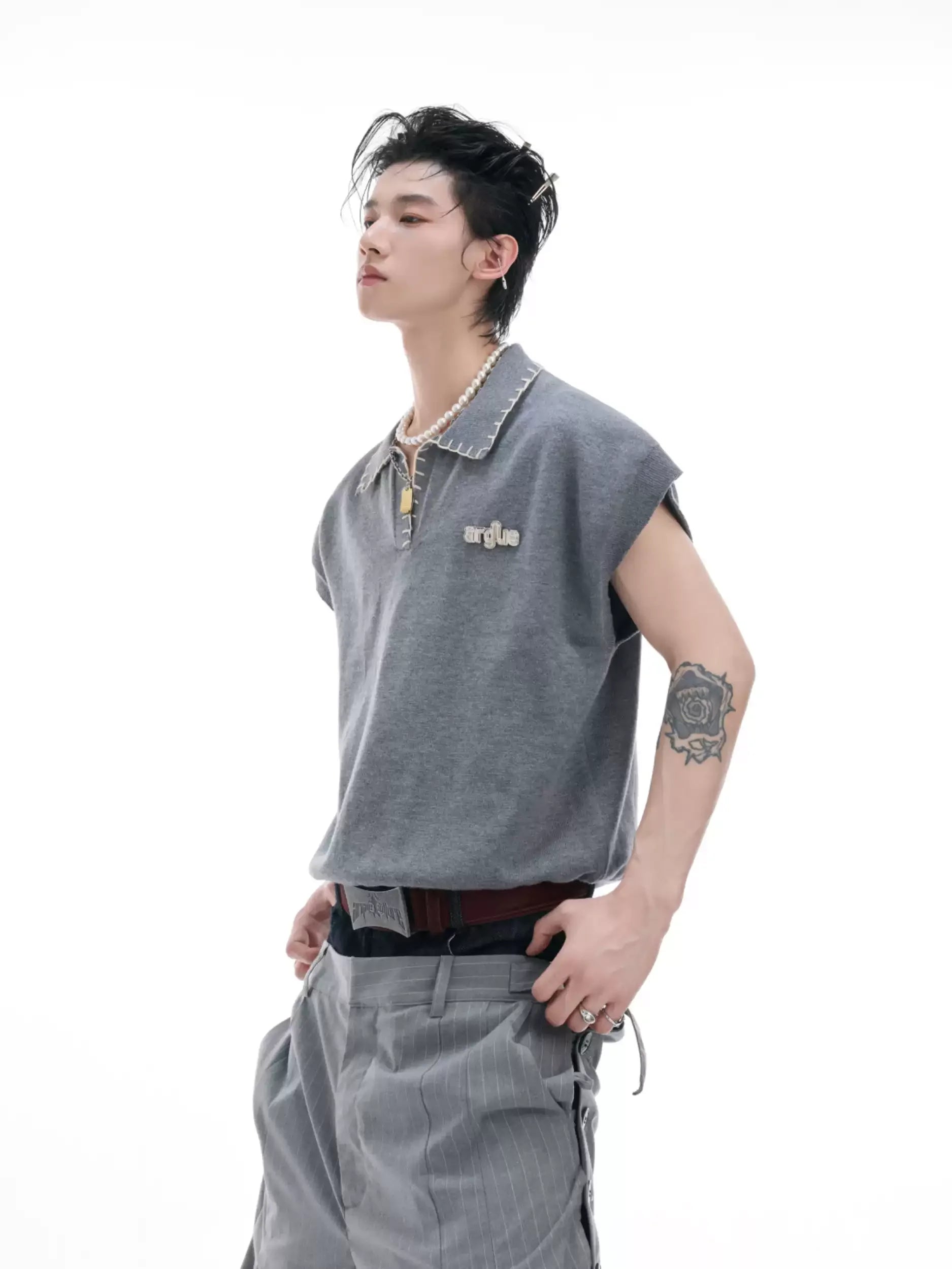 Opium Contrast Stitch Polo Vest - Fuga Studios
