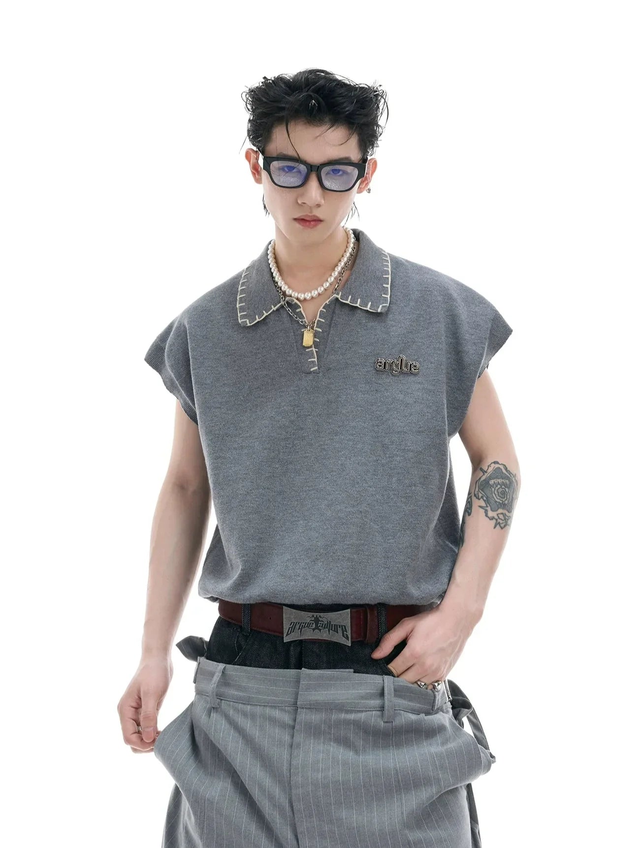 Opium Contrast Stitch Polo Vest - Fuga Studios