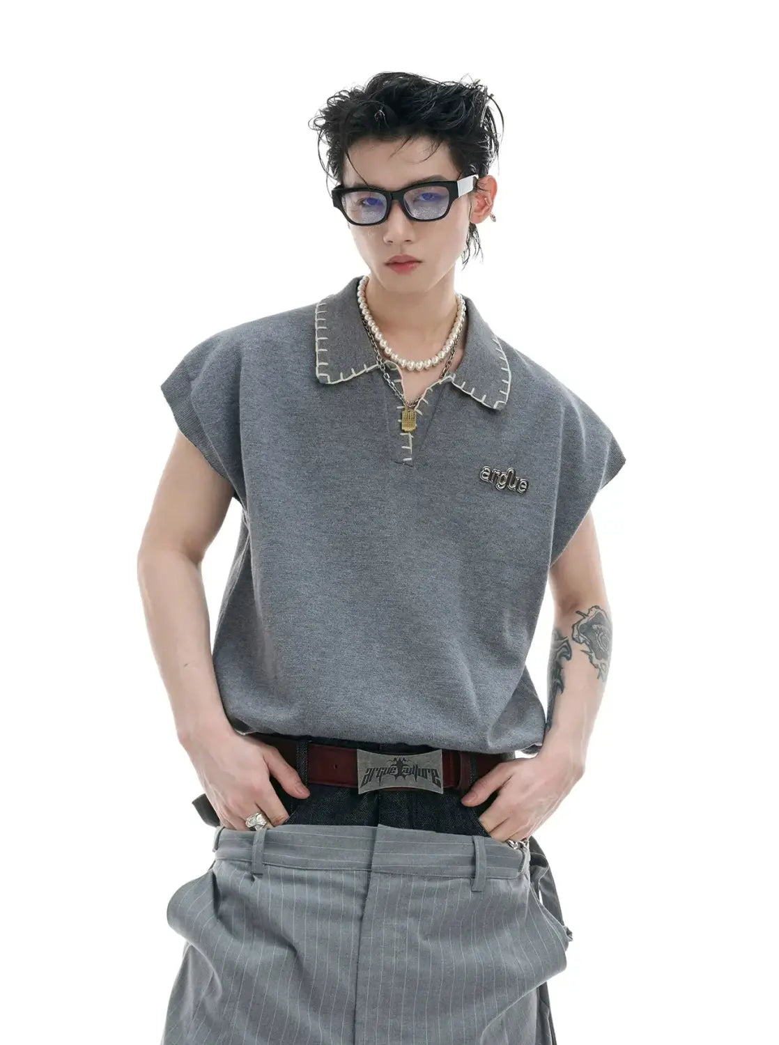 Opium 콘트라스트 스티치 폴로 베스트