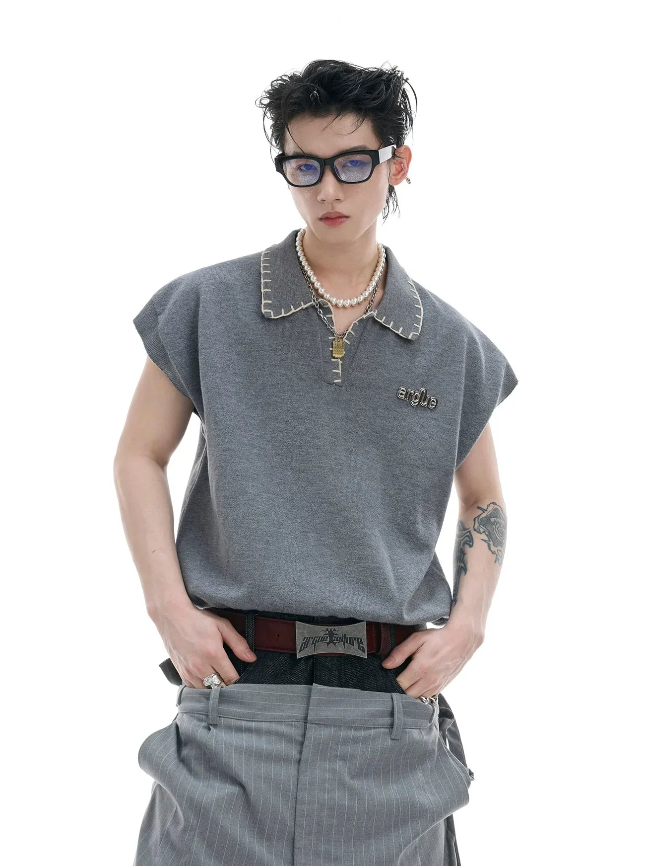 Opium Contrast Stitch Polo Vest - Fuga Studios
