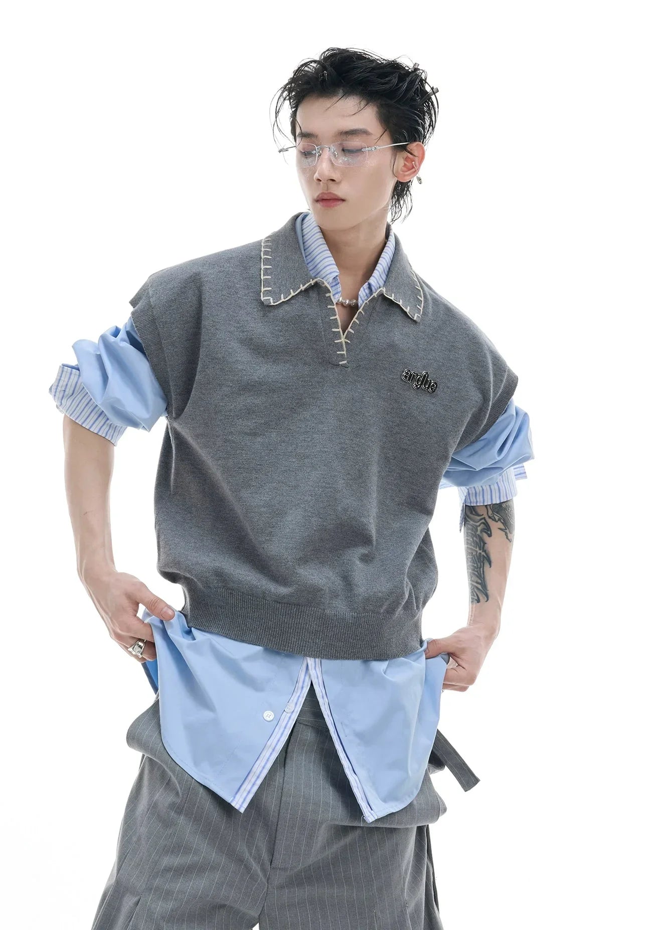 Opium Contrast Stitch Polo Vest - Fuga Studios