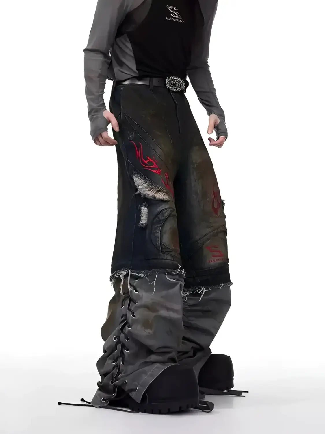 Opium Calças de ganga conversíveis à chama