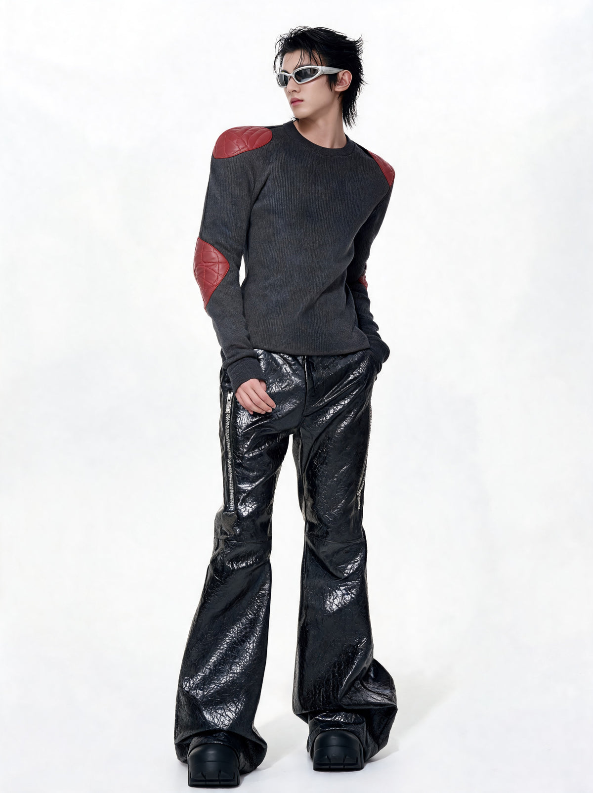 Opium Crackle Leather Pants Schwarz - Fuga Studios