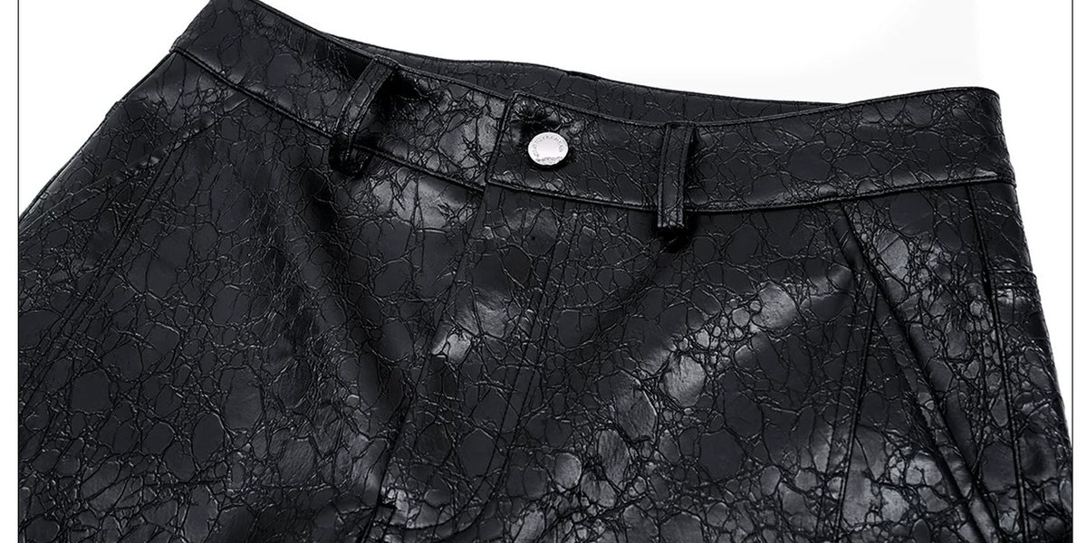 Opium Crackle Leather Pants Schwarz - Fuga Studios
