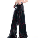 Opium Crimson Circuit Wide-Leg Leather Pant - Fuga Studios