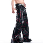 Opium Crimson Circuit Wide-Leg Leather Pant - Fuga Studios