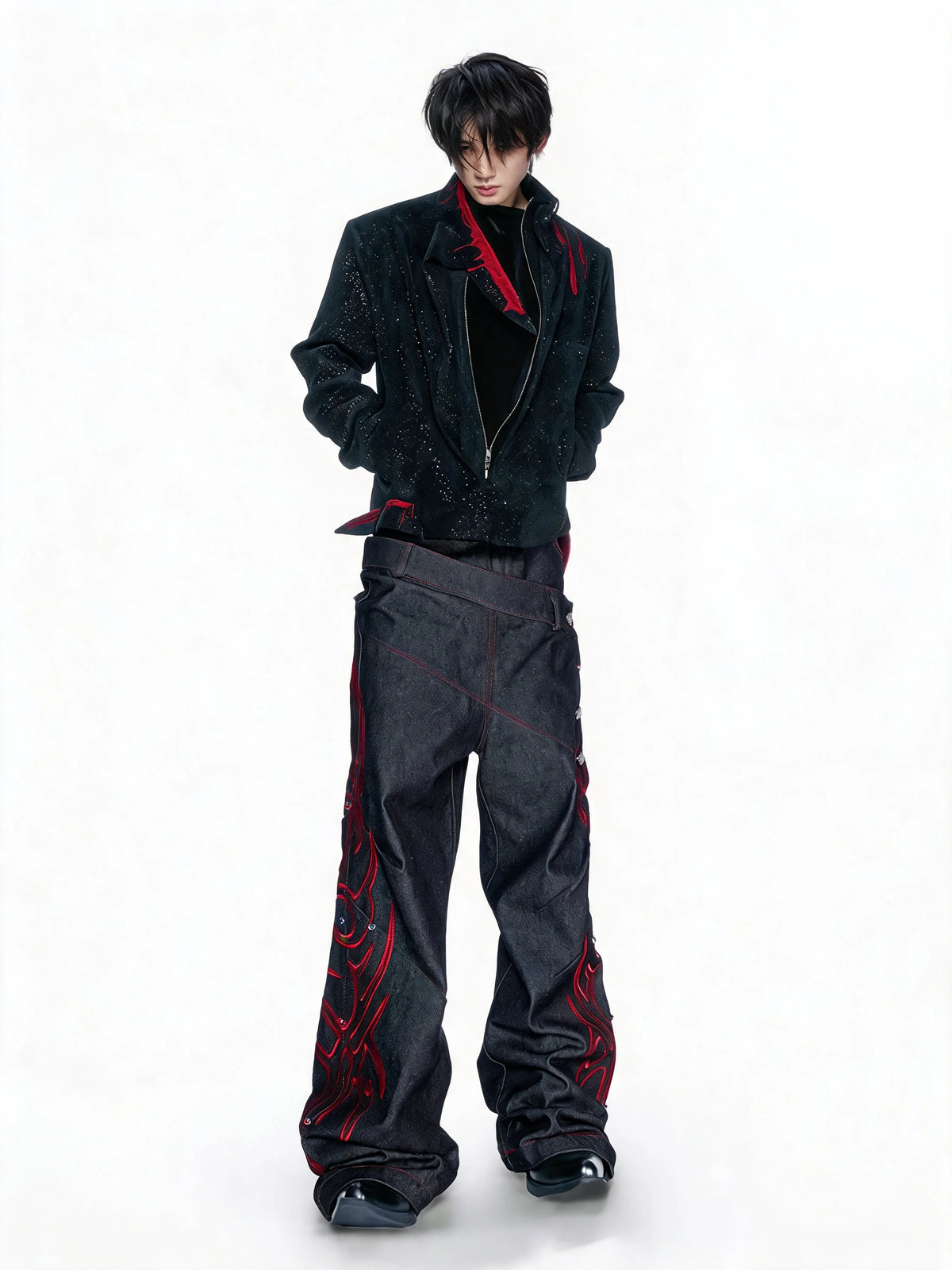 Opium Crimson Totem Jeans Schwarz - Fuga Studios