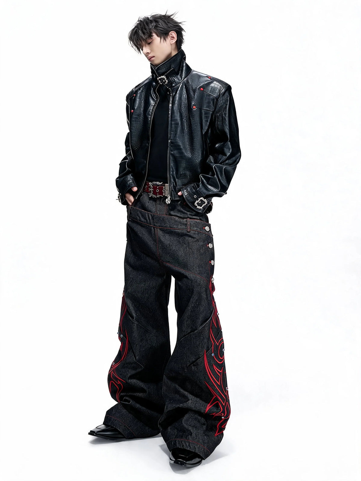 Opium Crimson Totem Jeans Schwarz - Fuga Studios