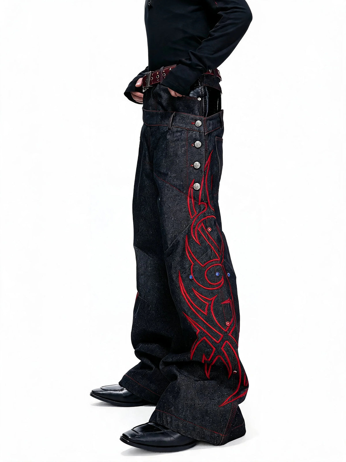 Opium Crimson Totem Jeans Schwarz - Fuga Studios