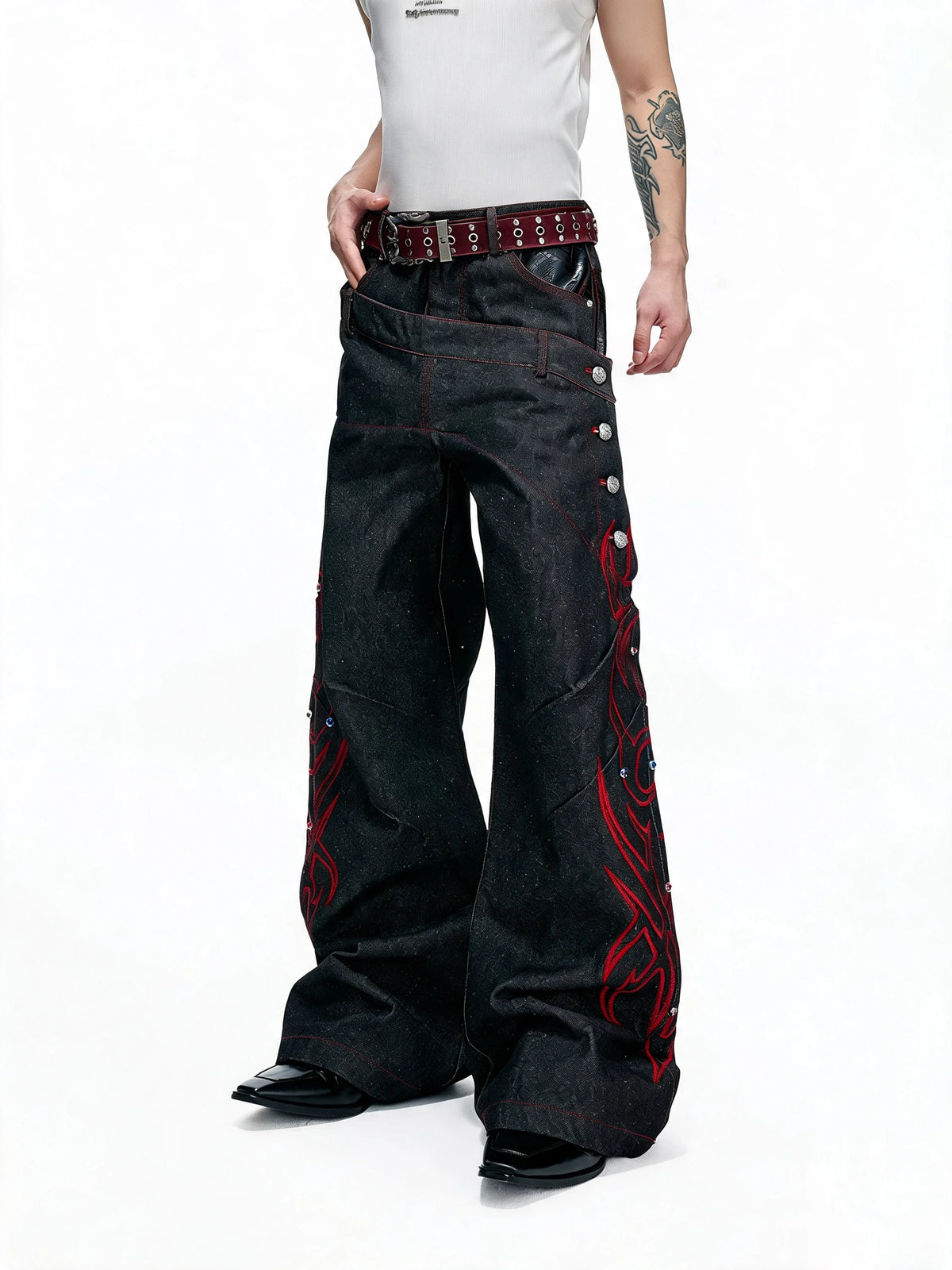 Opium Crimson Totem Jeans Schwarz - Fuga Studios