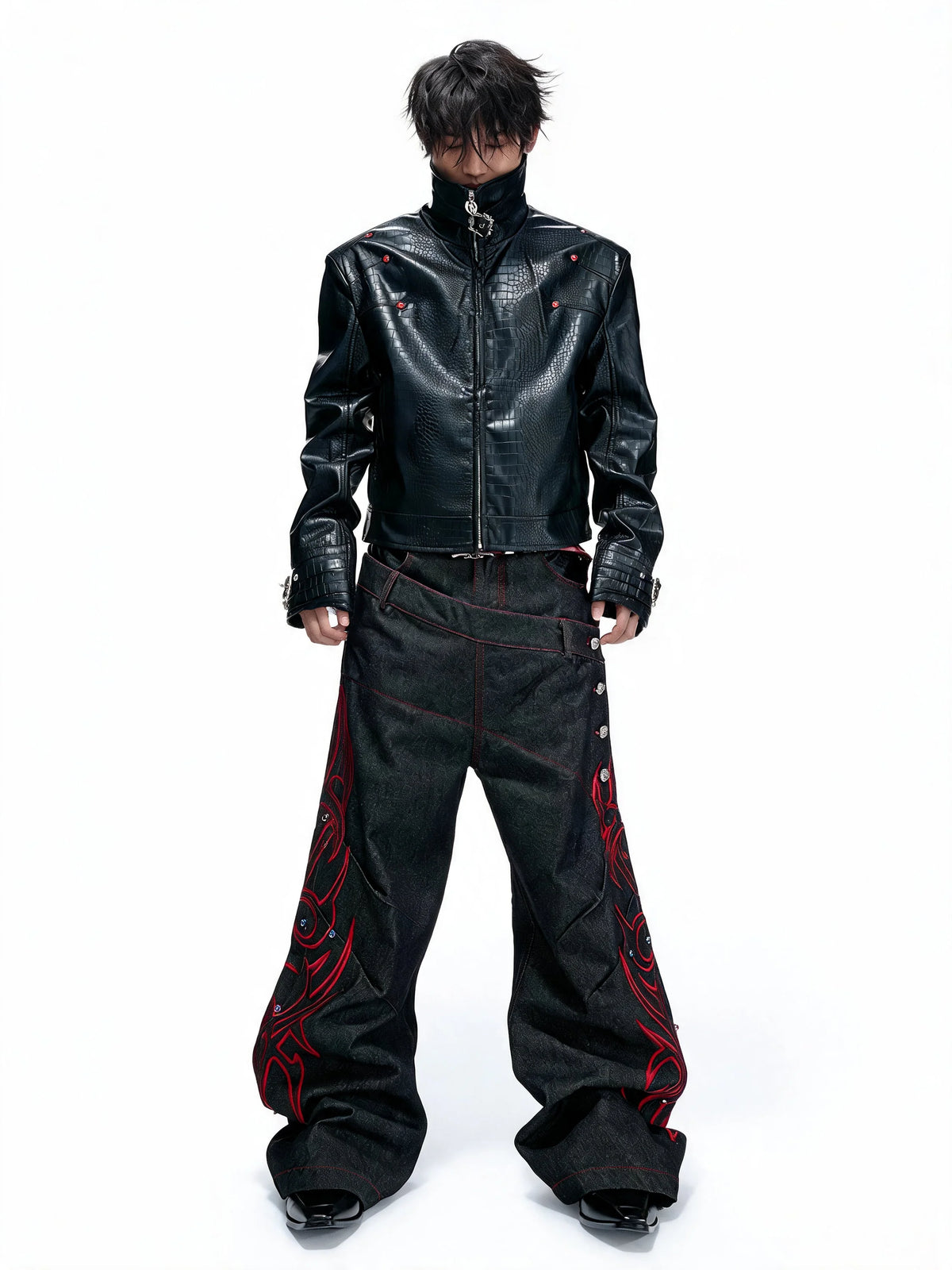 Opium Crimson Totem Jeans Schwarz - Fuga Studios