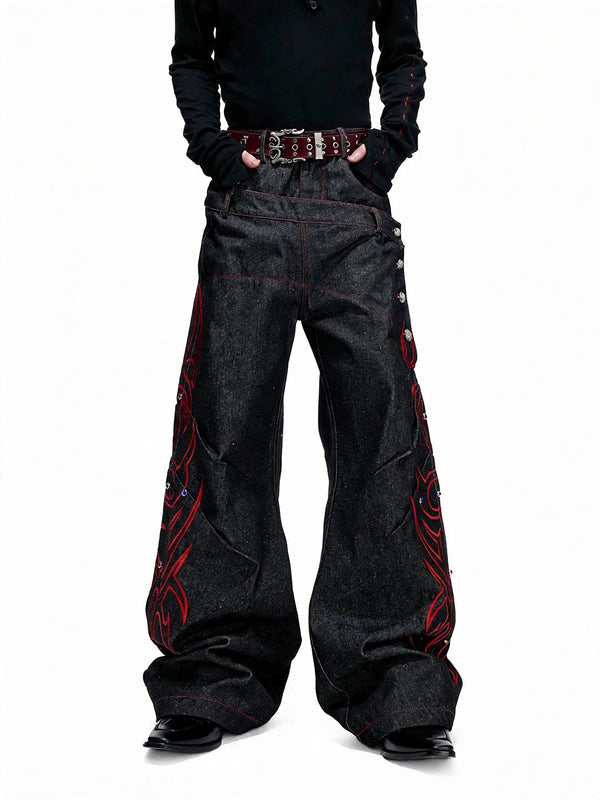 Opium Crimson Totem Jeans Schwarz - Fuga Studios