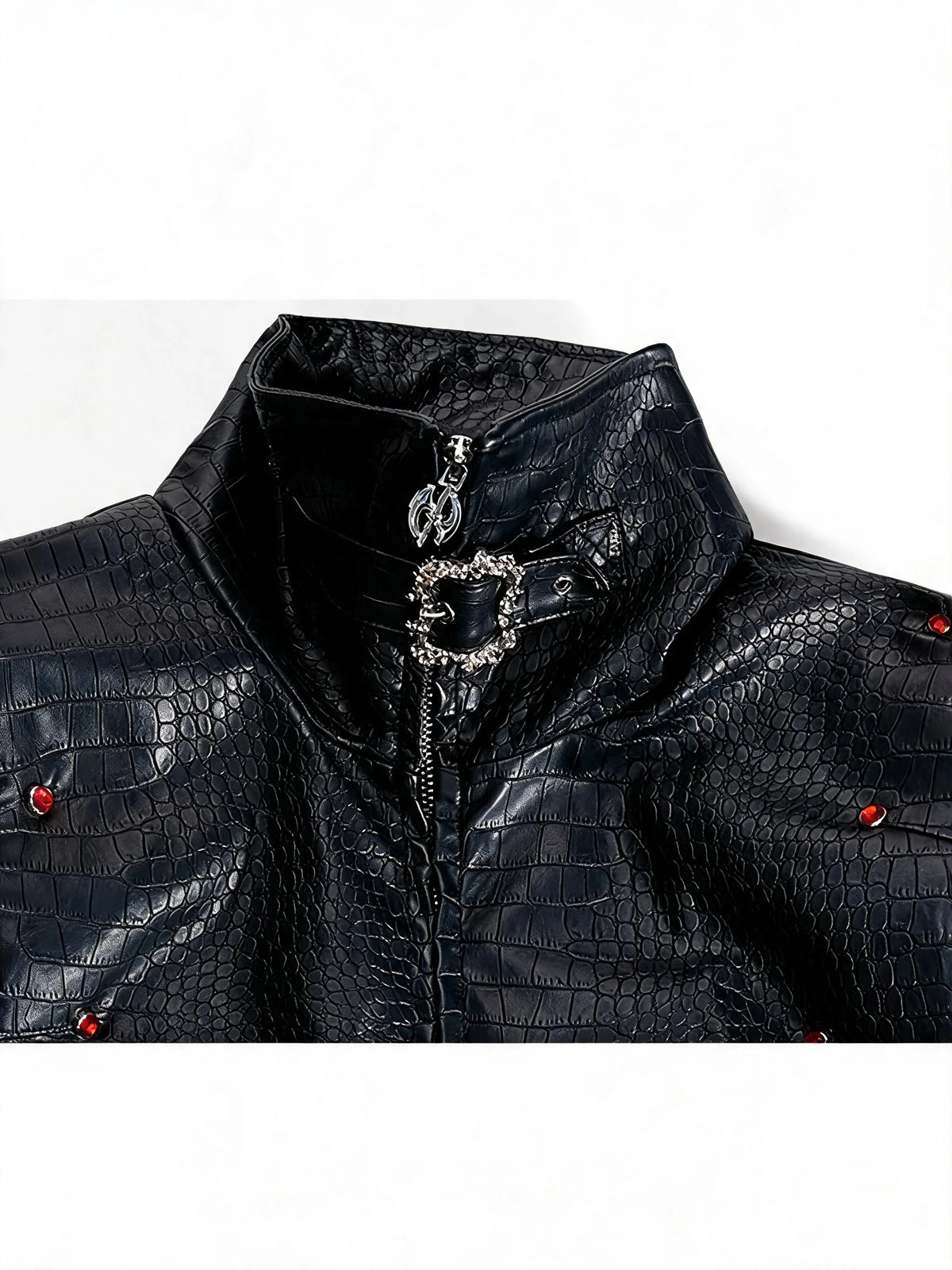 Opium Croc Leather Jacket Schwarz - Fuga Studios