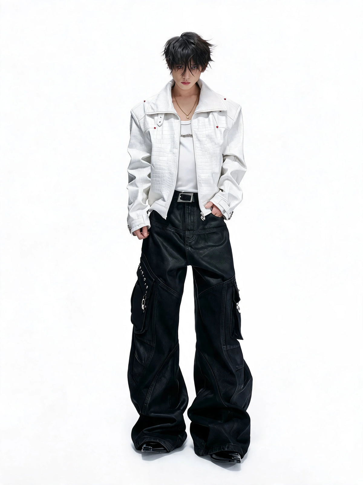 Opium Croc Leather Jacket Weiß - Fuga Studios